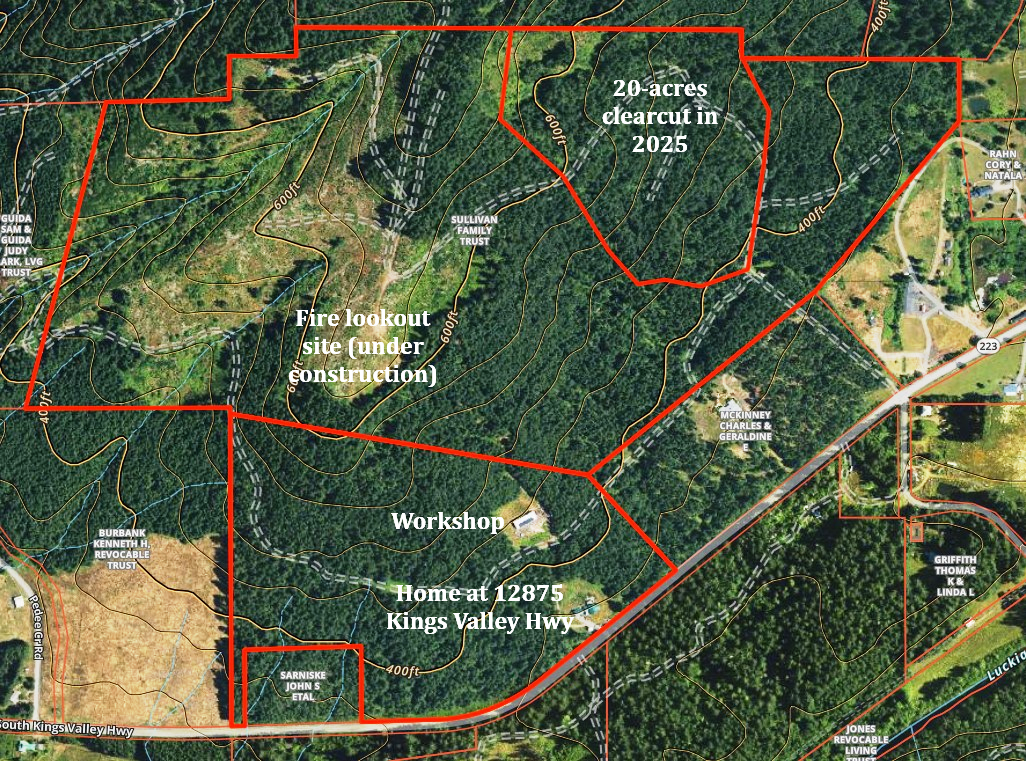 Sullivan Family Tree Farm — labeled property boundaries showing the 211-acre parcel west of Pedee